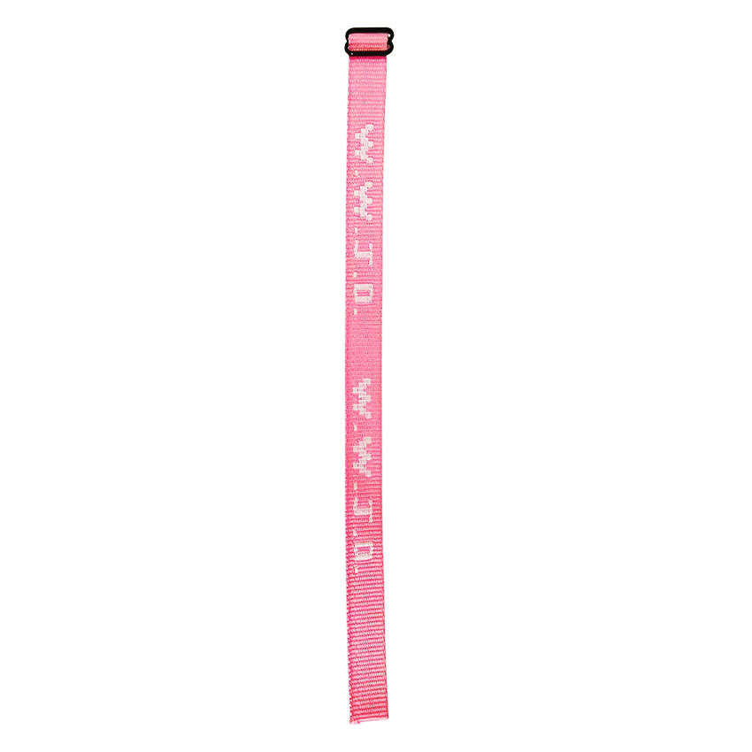 Pink with white text
