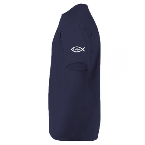 Redeemed (Unisex) Navy - Christian Ladies T shirt side
