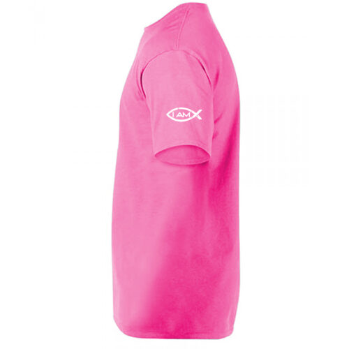 WWJD Hot Pink - Christian T shirt (Unisex) sleeve
