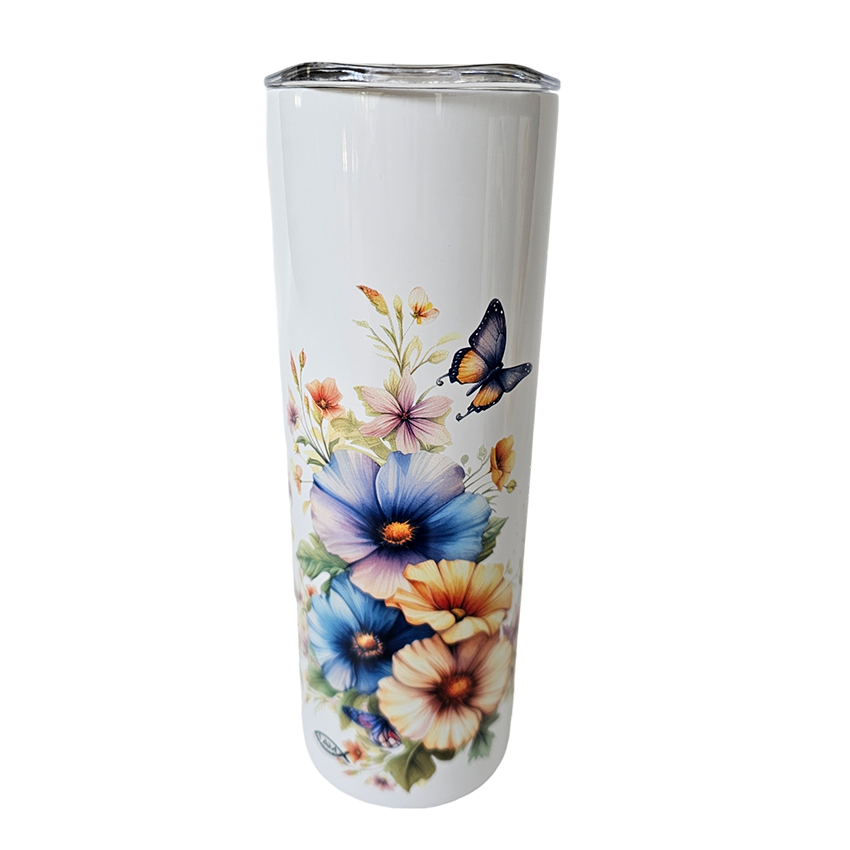 TUM-006 20oz Tumbler Butterflies & Flowers, Philippians 4:13 Back